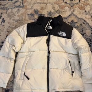 The North Face Black and Cream Puffer Jacket